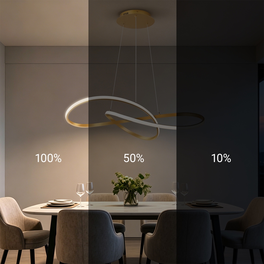 Brilagi - dimbar LED-pendellampa på vajer INFINITY LED/80W/230V 3000-6000K 80x80 cm guld + fjärrkontroll