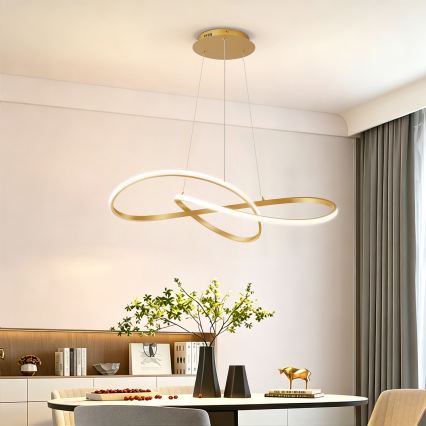 Brilagi - dimbar LED-pendellampa på vajer INFINITY LED/80W/230V 3000-6000K 80x80 cm guld + fjärrkontroll
