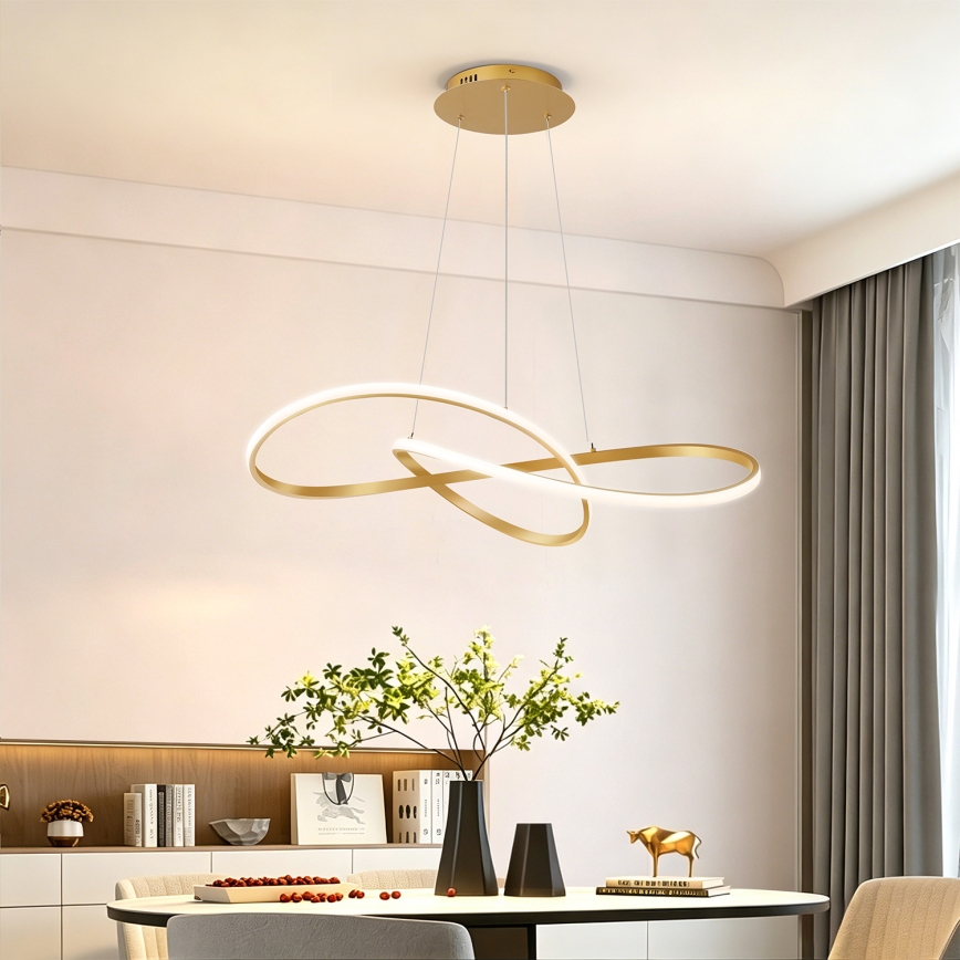 Brilagi - dimbar LED-pendellampa på vajer INFINITY LED/80W/230V 3000-6000K 80x80 cm guld + fjärrkontroll
