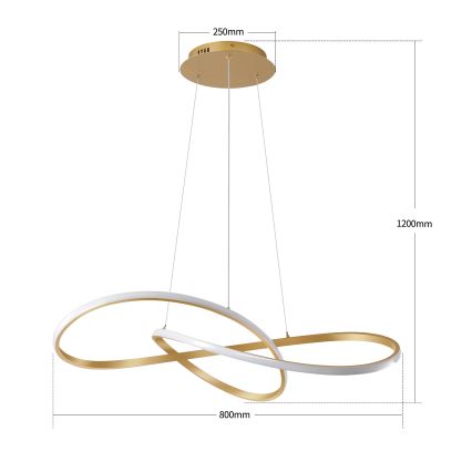 Brilagi - dimbar LED-pendellampa på vajer INFINITY LED/80W/230V 3000-6000K 80x80 cm guld + fjärrkontroll