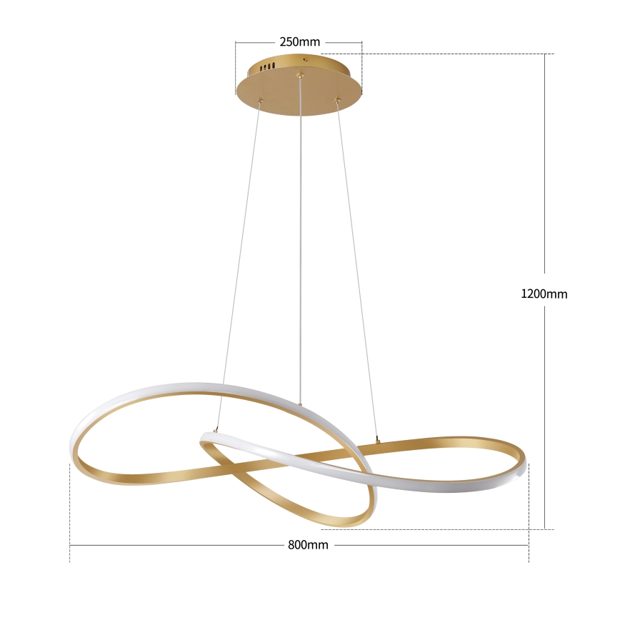 Brilagi - dimbar LED-pendellampa på vajer INFINITY LED/80W/230V 3000-6000K 80x80 cm guld + fjärrkontroll