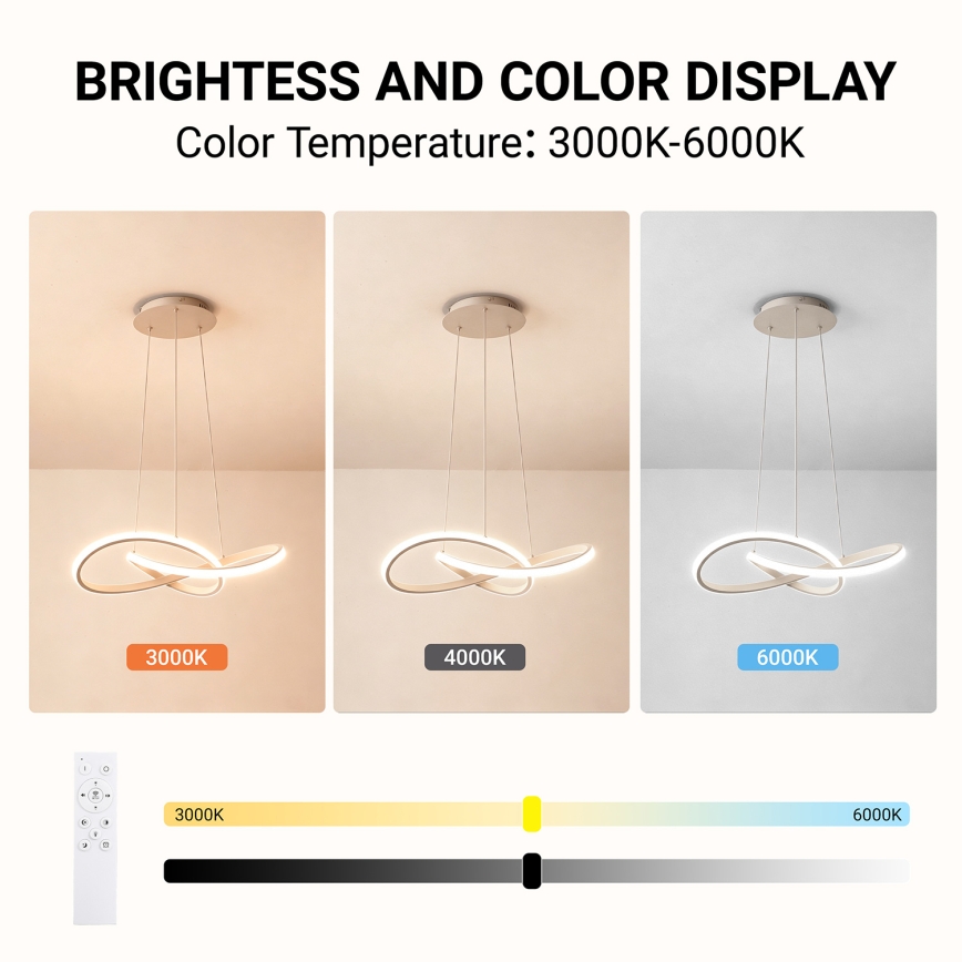 Brilagi - Dimbar LED-ljuskrona på vajer INFINITY LED/55W/230V 3000-6000K 50x50 cm beige + fjärrkontroll
