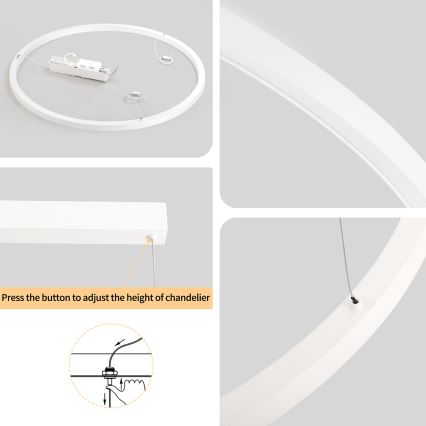 Brilagi - LED dimbar pendellampa på kabel PORTOFINO LED/60W/230V 3000-6000K Ø 80 cm vit + fjärrkontroll