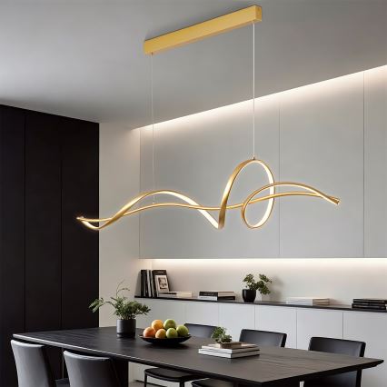 Brilagi - LED-dimmbar pendellampa med vajer SIGNATURE LED/55W/230V 3000-6000K 120x23 cm guld + fjärrkontroll
