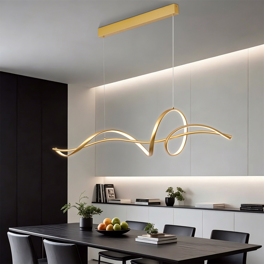 Brilagi - LED-dimmbar pendellampa med vajer SIGNATURE LED/55W/230V 3000-6000K 120x23 cm guld + fjärrkontroll