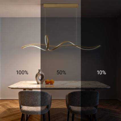 Brilagi - LED-dimmbar pendellampa med vajer SIGNATURE LED/55W/230V 3000-6000K 120x23 cm guld + fjärrkontroll