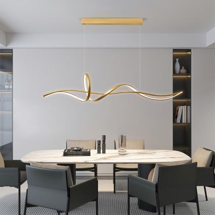 Brilagi - LED-dimmbar pendellampa med vajer SIGNATURE LED/55W/230V 3000-6000K 120x23 cm guld + fjärrkontroll