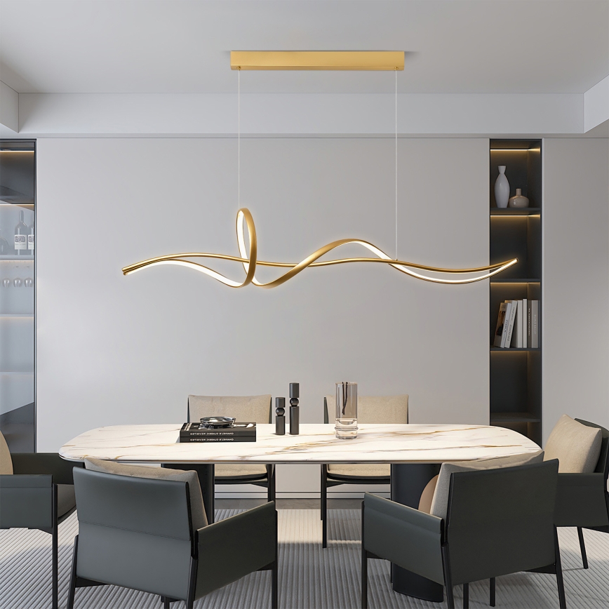 Brilagi - LED-dimmbar pendellampa med vajer SIGNATURE LED/55W/230V 3000-6000K 120x23 cm guld + fjärrkontroll