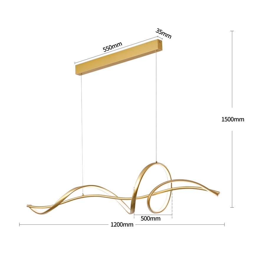Brilagi - LED-dimmbar pendellampa med vajer SIGNATURE LED/55W/230V 3000-6000K 120x23 cm guld + fjärrkontroll