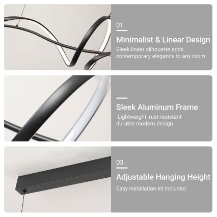 Brilagi - LED dimbar pendellampa på vajer SIGNATURE LED/55W/230V 3000-6000K 120x23 cm svart + fjärrkontroll