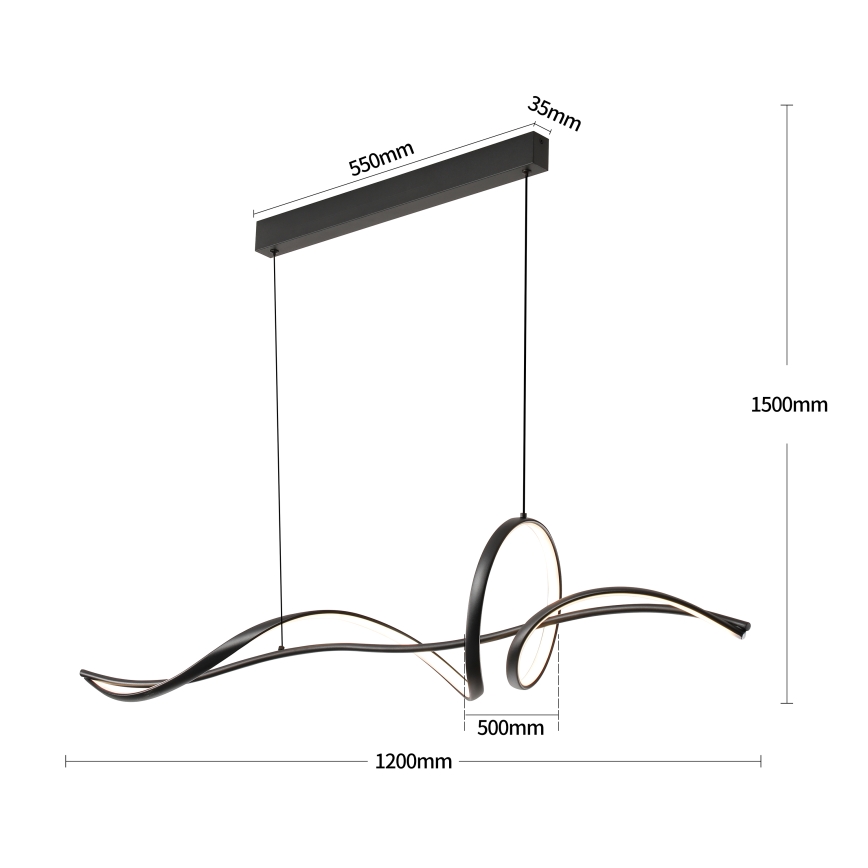 Brilagi - LED dimbar pendellampa på vajer SIGNATURE LED/55W/230V 3000-6000K 120x23 cm svart + fjärrkontroll