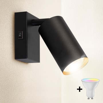 Brilagi - Dimmbar LED RGBW-väggspot SELE 1xGU10/6W/230V 3000K svart/guld + fjärrkontroll