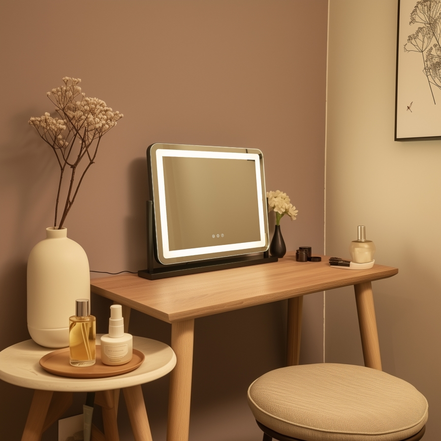 BRILAGI - Dimmbar LED-sminkspegel CALIFORNIA LED/25W/230V 3000/4000/6500K 55x44 cm svart