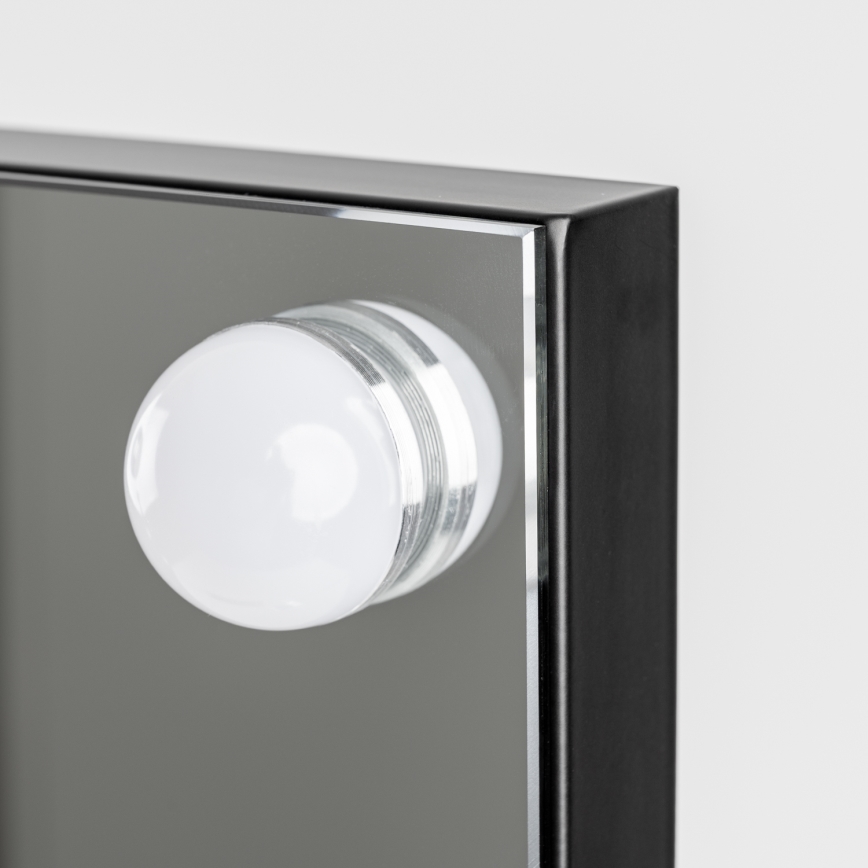 BRILAGI - Dimbart LED-sminkspegel HOLLYWOOD LED/15W/230V CCT + 2x USB 55x77 cm svart