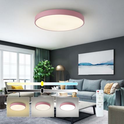 Brilagi - Dimmbar LED-takarmatur POOL LED/60W/230V 3000-6000K Ø 60 cm rosa + fjärrkontroll