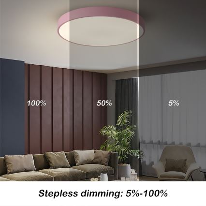 Brilagi - Dimmbar LED-takarmatur POOL LED/60W/230V 3000-6000K Ø 60 cm rosa + fjärrkontroll