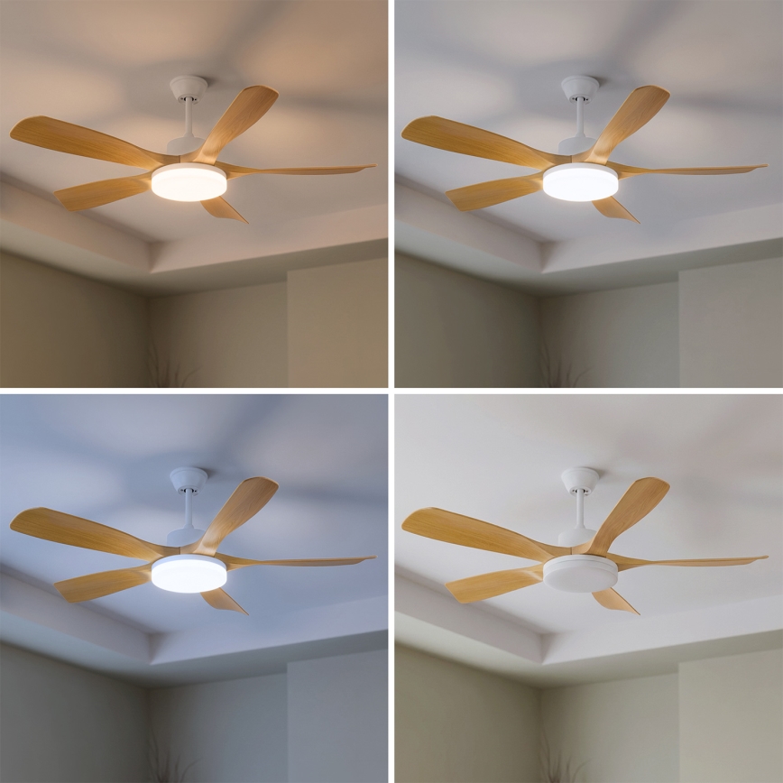 Brilagi - LED-dimbar takfläkt LED/34W/230V 3000-6500K Ø 132 cm vit/brun + fjärrkontroll