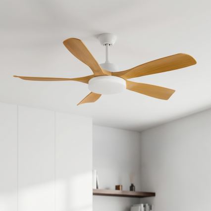 Brilagi - LED-dimbar takfläkt LED/34W/230V 3000-6500K Ø 132 cm vit/brun + fjärrkontroll