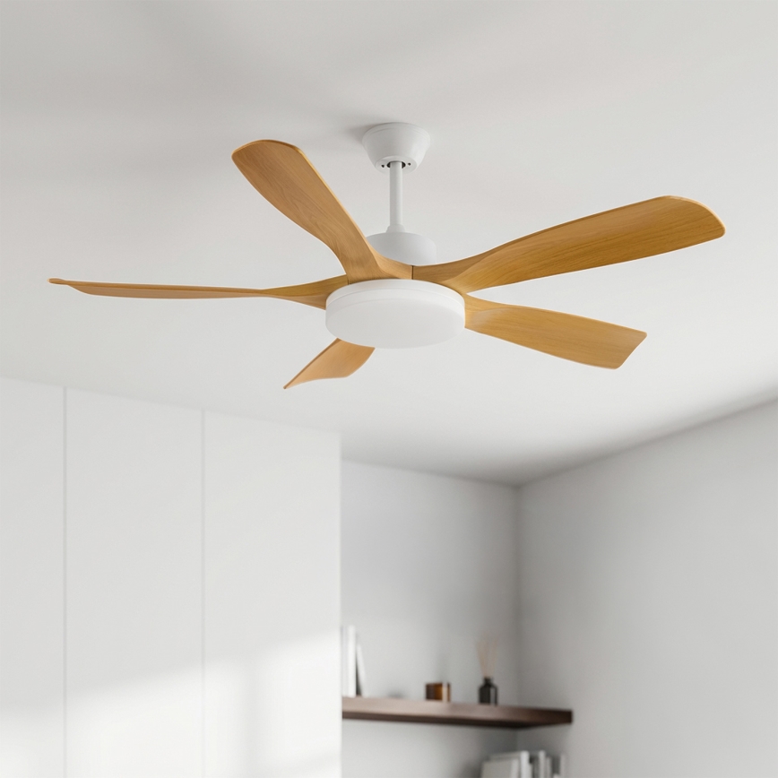Brilagi - LED-dimbar takfläkt LED/34W/230V 3000-6500K Ø 132 cm vit/brun + fjärrkontroll