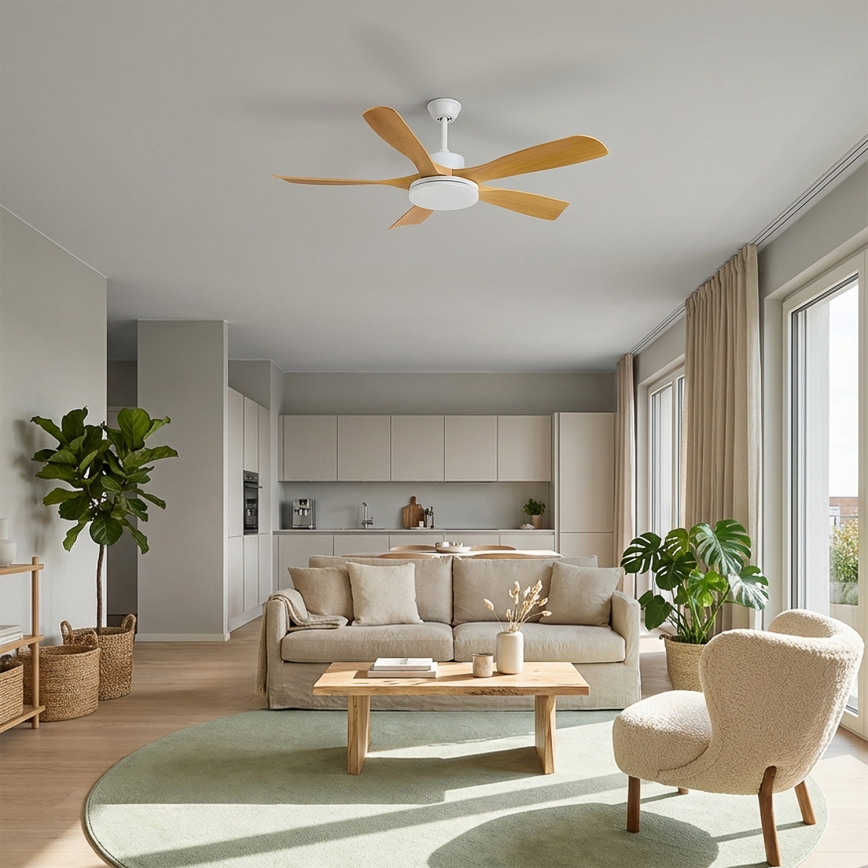 Brilagi - LED-dimbar takfläkt LED/34W/230V 3000-6500K Ø 132 cm vit/brun + fjärrkontroll