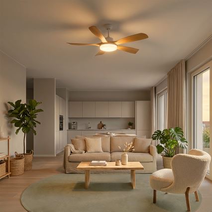 Brilagi - LED-dimbar takfläkt LED/34W/230V 3000-6500K Ø 132 cm vit/brun + fjärrkontroll