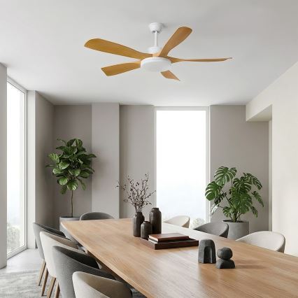 Brilagi - LED-dimbar takfläkt LED/34W/230V 3000-6500K Ø 132 cm vit/brun + fjärrkontroll