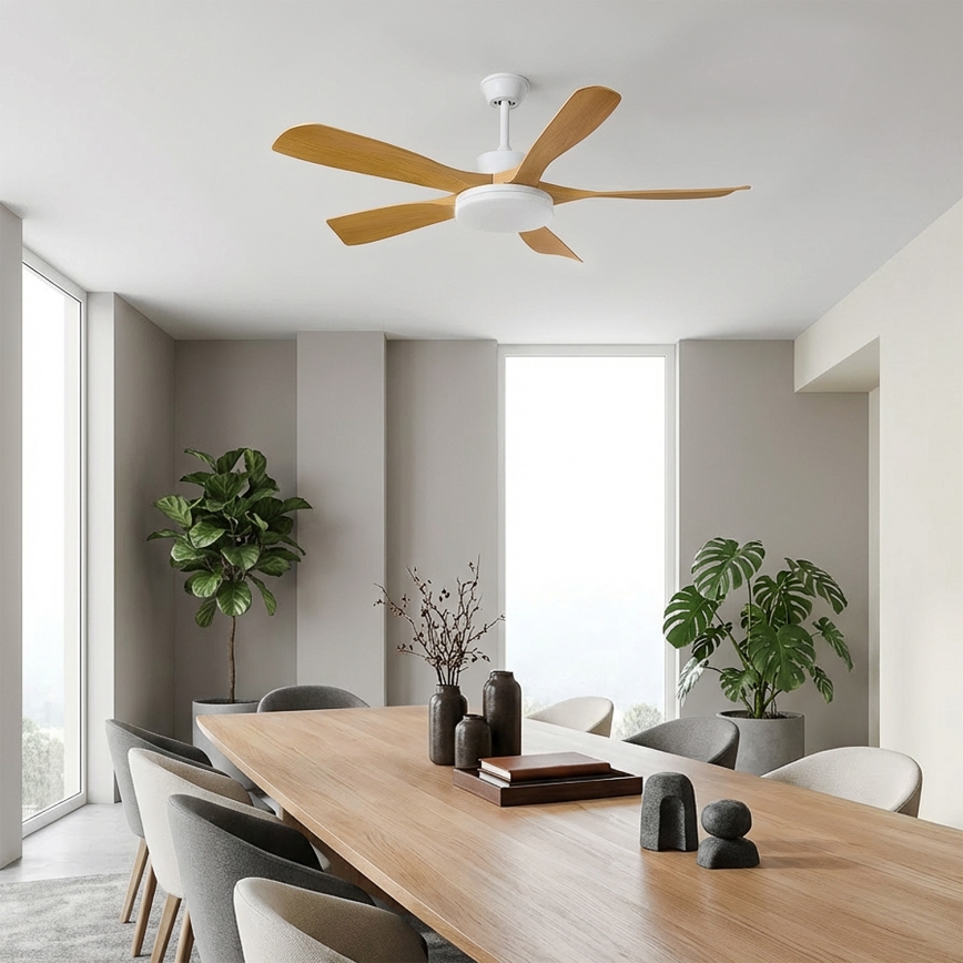 Brilagi - LED-dimbar takfläkt LED/34W/230V 3000-6500K Ø 132 cm vit/brun + fjärrkontroll