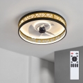 BRILAGI - Dimmbar LED-takfläkt LED/34W/230V 3000-6500K Ø 50 cm svart/guld + fjärrkontroll