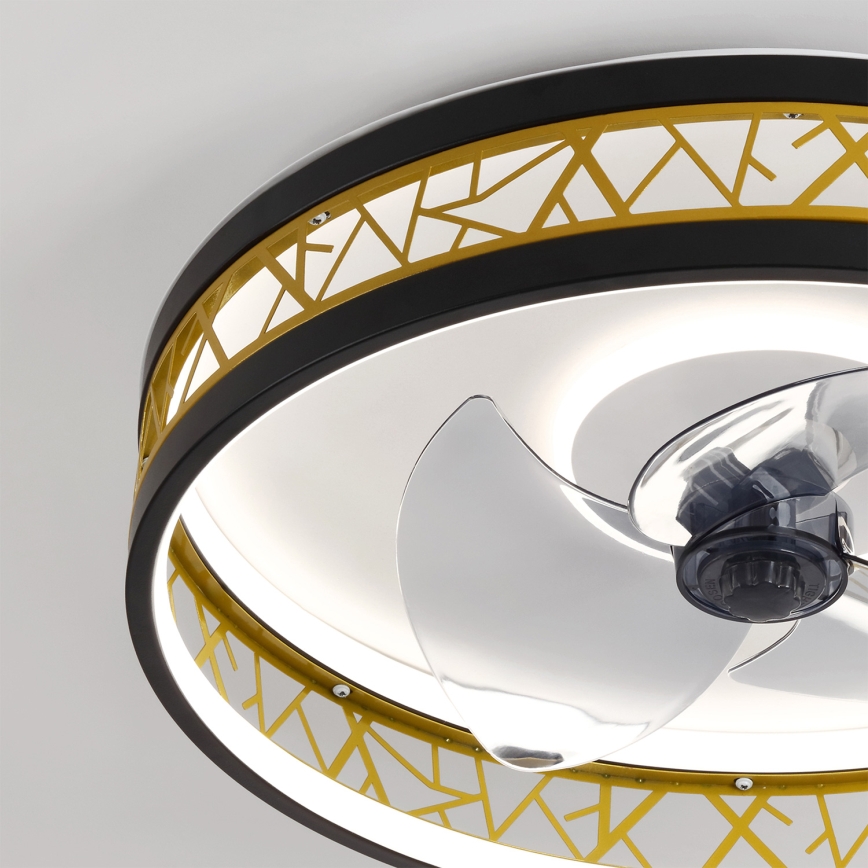 Brilagi - dimbar LED-takfläkt LED/34W/230V 50 cm svart/guld + fjärrkontroll