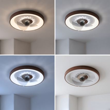 Brilagi - dimbar LED-takfläkt LED/34W/230V 3000-6500K Ø 46 cm brun + fjärrkontroll