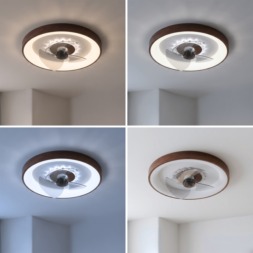 Brilagi - dimbar LED-takfläkt LED/34W/230V 3000-6500K Ø 46 cm brun + fjärrkontroll