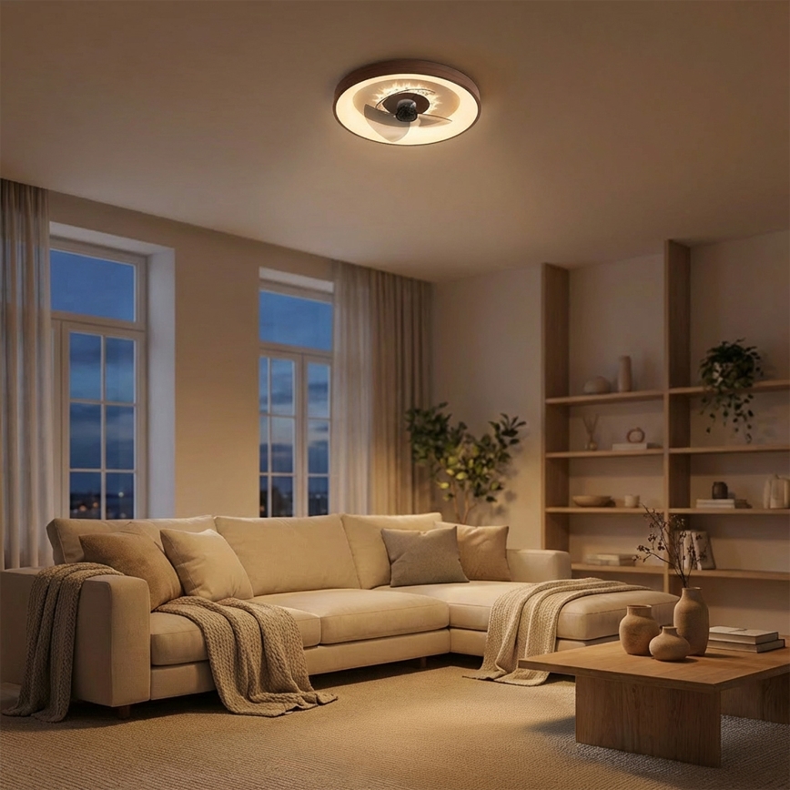 Brilagi - dimbar LED-takfläkt LED/34W/230V 3000-6500K Ø 46 cm brun + fjärrkontroll