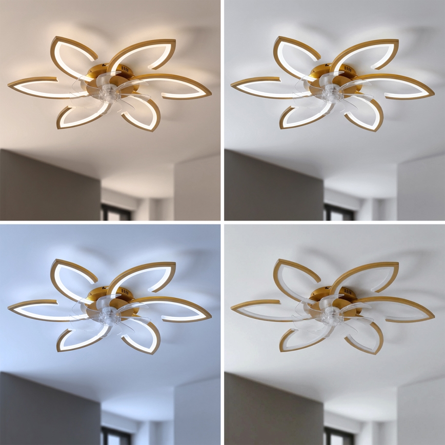 Brilagi - LED-dimmbar takfläkt LED/34W/230V 3000-6500K Ø 78 cm guld + fjärrkontroll
