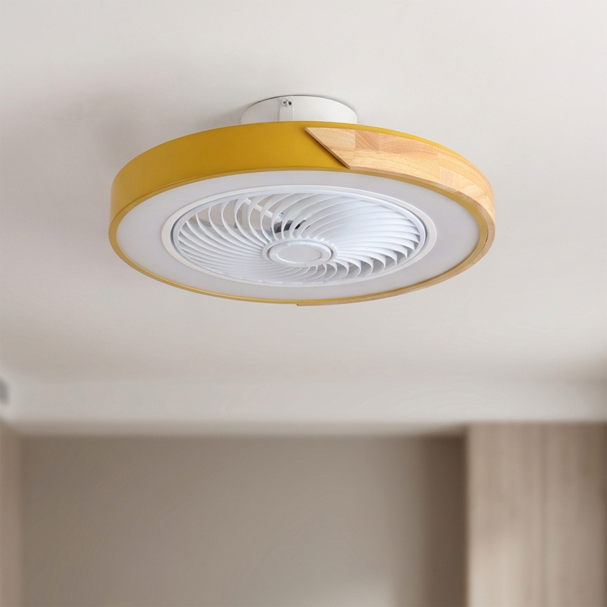 Brilagi - LED dimbar taklampa med fläkt LED/38W/230V 3000-6500K 3000-6500K Ø 50 cm guld/ek + fjärrkontroll