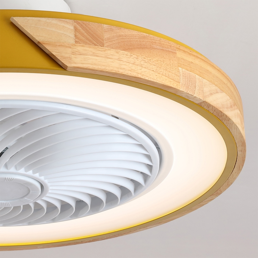 Brilagi - LED dimbar taklampa med fläkt LED/38W/230V 3000-6500K 3000-6500K Ø 50 cm guld/ek + fjärrkontroll