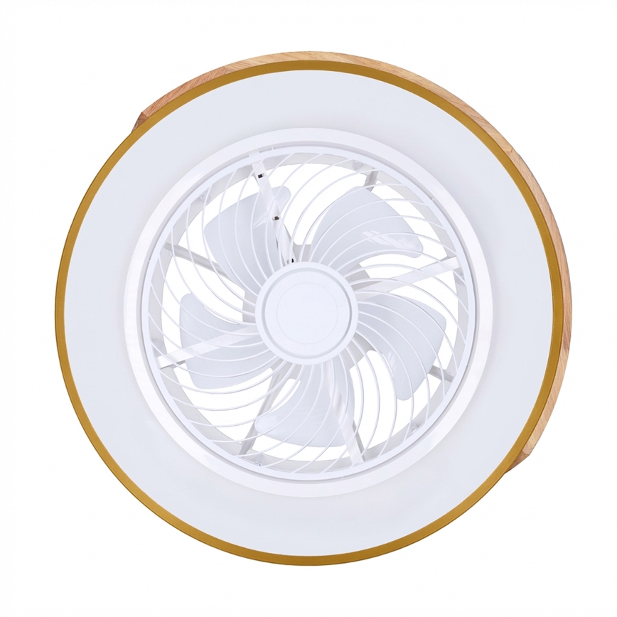 Brilagi - LED dimbar taklampa med fläkt LED/38W/230V 3000-6500K 3000-6500K Ø 50 cm guld/ek + fjärrkontroll