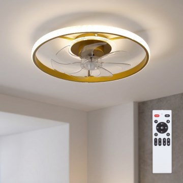 Brilagi - Dimmbar LED-takfläkt LED/66W/230V 55 cm vit/guld + fjärrkontroll