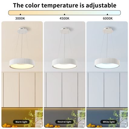 BRILAGI - LED-dimbar pendellampa med vajerupphängning FALCON MODERN LED/30W/230V 3000-6000K Ø 40 cm vit + fjärrkontroll