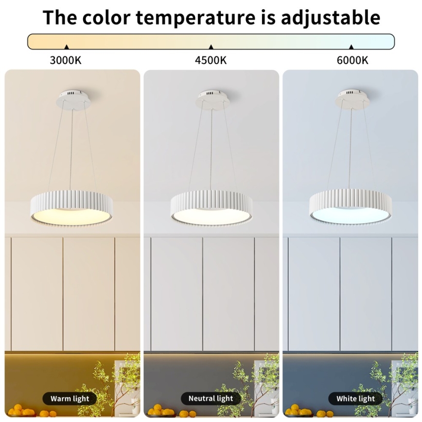 BRILAGI - LED-dimbar pendellampa med vajerupphängning FALCON MODERN LED/30W/230V 3000-6000K Ø 40 cm vit + fjärrkontroll