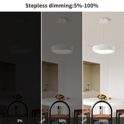 BRILAGI - LED-dimbar pendellampa med vajerupphängning FALCON MODERN LED/30W/230V 3000-6000K Ø 40 cm vit + fjärrkontroll