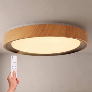 Brilagi - Dimmbar LED-taklampa FLOCO LED/48W/230V 3000-6500K Ø 40 cm trädekor/svart + fjärrkontroll