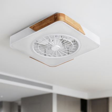 Brilagi - Dimbart LED-takarmatur med fläkt LED/38W/230V 3000-6500K 50x50 cm vit/ek + fjärrkontroll