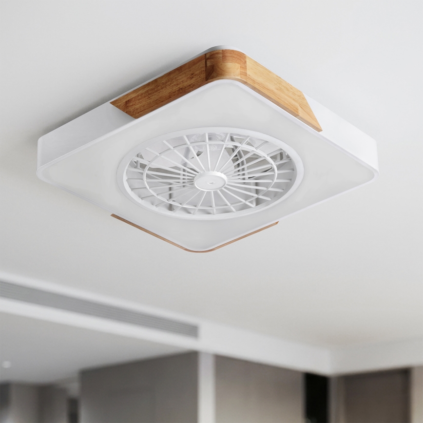 Brilagi - Dimbart LED-takarmatur med fläkt LED/38W/230V 3000-6500K 50x50 cm vit/ek + fjärrkontroll