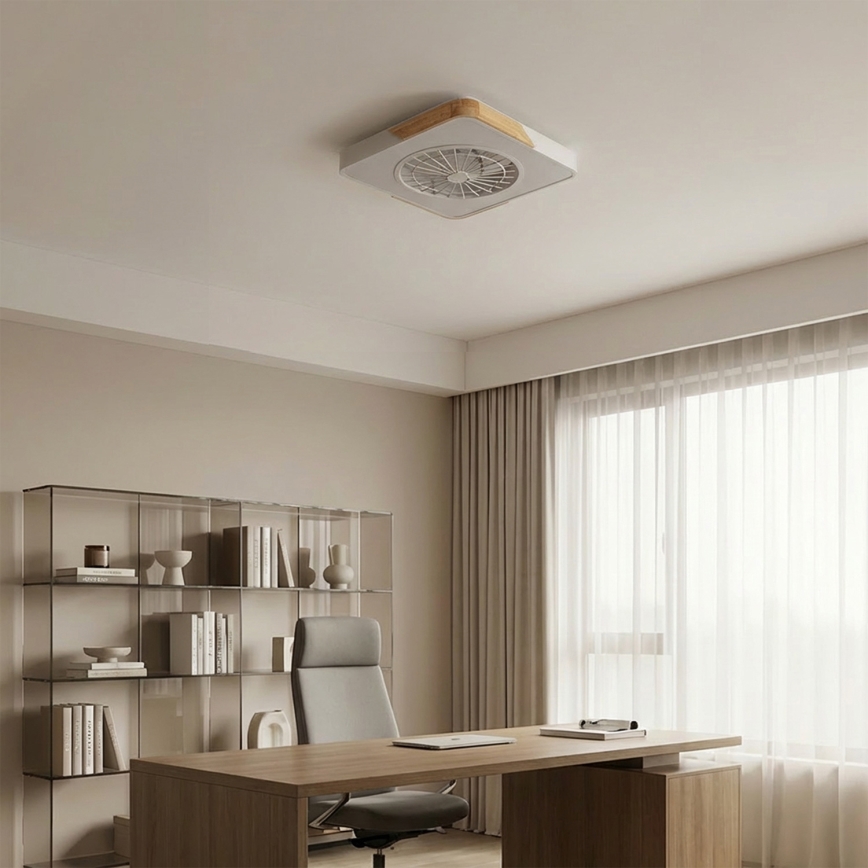 Brilagi - Dimbart LED-takarmatur med fläkt LED/38W/230V 3000-6500K 50x50 cm vit/ek + fjärrkontroll