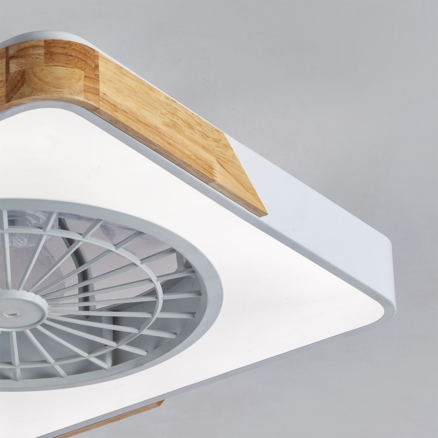 Brilagi - Dimbart LED-takarmatur med fläkt LED/38W/230V 3000-6500K 50x50 cm vit/ek + fjärrkontroll