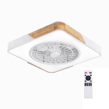 Brilagi - Dimbart LED-takarmatur med fläkt LED/38W/230V 3000-6500K 50x50 cm vit/ek + fjärrkontroll