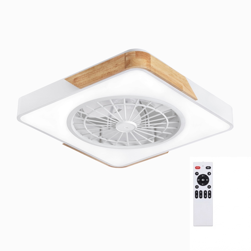 Brilagi - Dimbart LED-takarmatur med fläkt LED/38W/230V 3000-6500K 50x50 cm vit/ek + fjärrkontroll