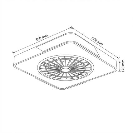 Brilagi - Dimbart LED-takarmatur med fläkt LED/38W/230V 3000-6500K 50x50 cm vit/ek + fjärrkontroll
