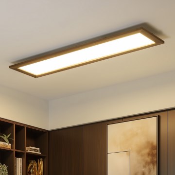 Brilagi - Dimmbar LED-taklampa SLIMFRAME WOOD LED/58W/230V 124x34 cm 3000-6000K mörkbrun + fjärrkontroll
