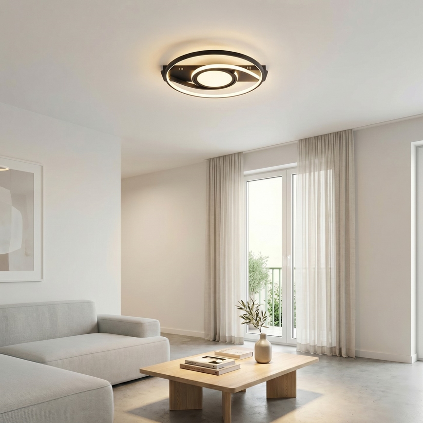 Brilagi - Dimmbar LED-taklampa TWIRL LED/38W/230V 3000-6000K svart + fjärrkontroll